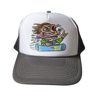 Mountain Dew Dew Tour Snowboard Graphic Print Snapback Trucker Hat Gray White